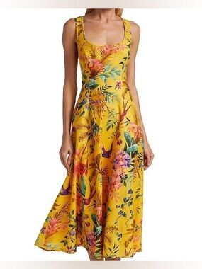 Zimmermann Yellow Tropical Floral Midi Dress